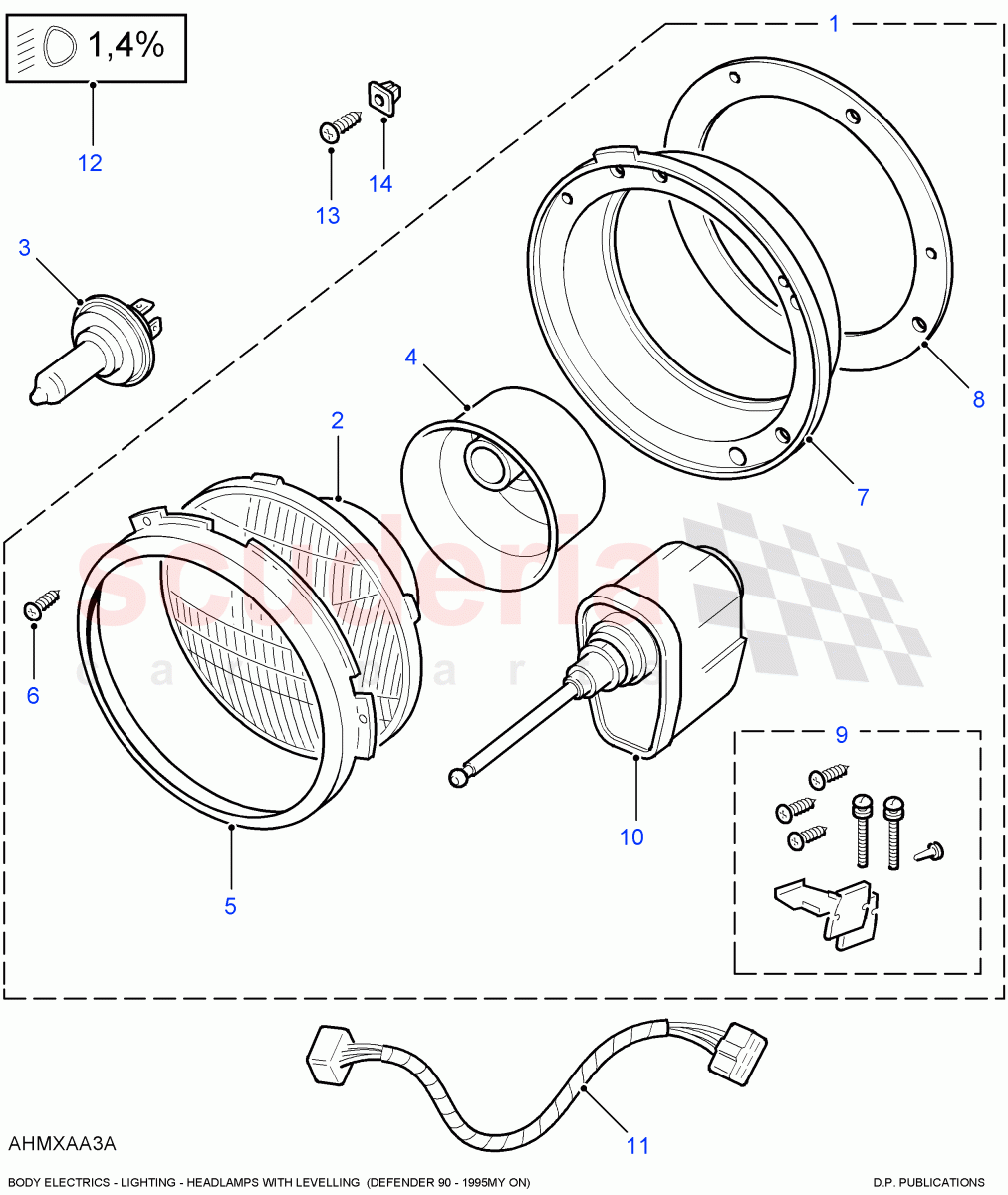 Headlamps (With Manual Headlamp Levelling) ((V) FROM7A000001) of Land Rover Land Rover Defender (2007-2016)