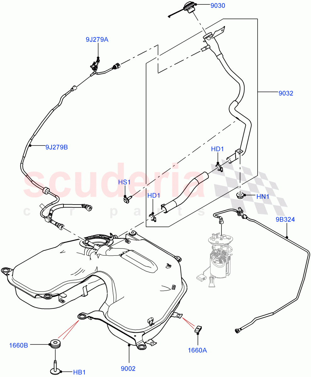 Fuel Tank & Related Parts(2.0L AJ200P Hi PHEV)((V)FROMJA000001) of Land Rover Land Rover Range Rover (2012-2021) [2.0 Turbo Petrol AJ200P]