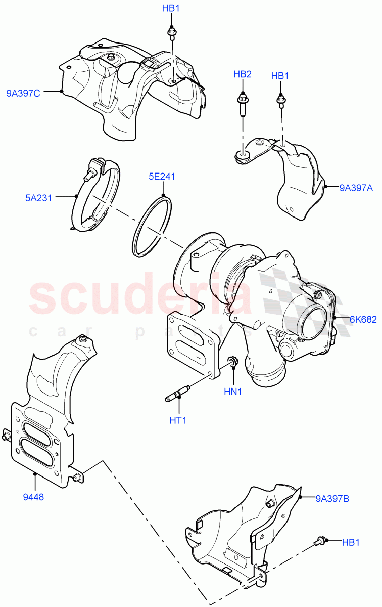 Turbocharger(2.0L AJ20P4 Petrol E100 PTA,Itatiaia (Brazil))((V)FROMLT000001) of Land Rover Land Rover Discovery Sport (2015+) [2.0 Turbo Petrol AJ200P]