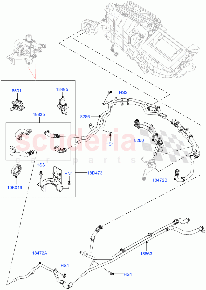 Heater Hoses(2.0L AJ200P Hi PHEV)((V)FROMMA000001) of Land Rover Land Rover Range Rover Velar (2017+) [5.0 OHC SGDI SC V8 Petrol]