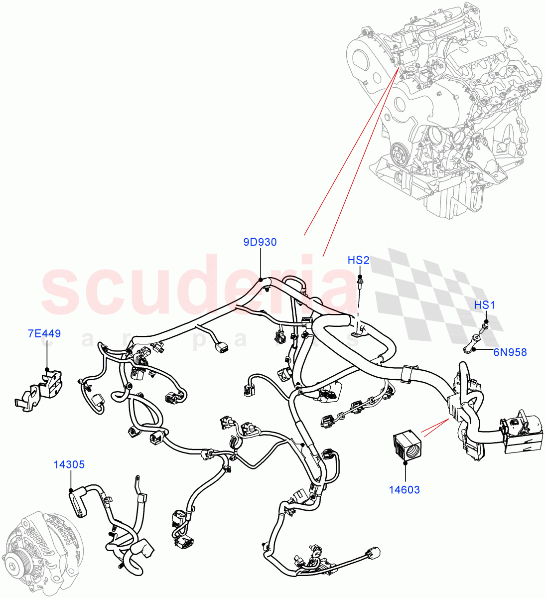 Engine Harness(Nitra Plant Build)(3.0 V6 Diesel)((V)FROMK2000001) of Land Rover Land Rover Discovery 5 (2017+) [3.0 DOHC GDI SC V6 Petrol]