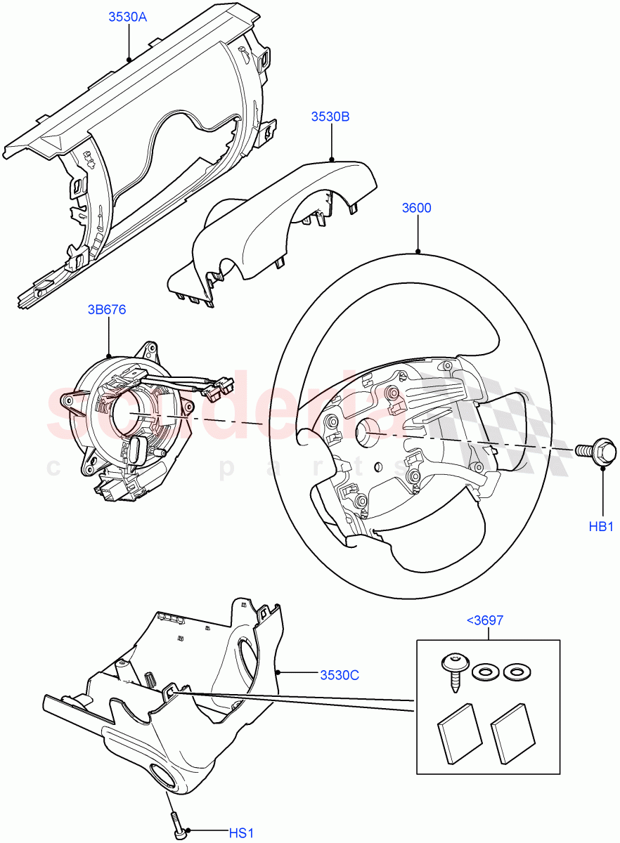 Steering Wheel((V)TO9A999999) of Land Rover Land Rover Range Rover Sport (2005-2009) [4.2 Petrol V8 Supercharged]