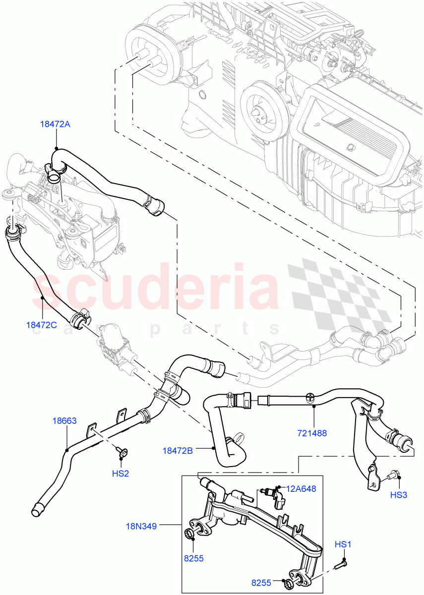 Heater Hoses (Front) (5.0L OHC SGDI SC V8 Petrol - AJ133) ((V) TOHA999999) of Land Rover Land Rover Range Rover Sport (2014+) [3.0 Diesel 24V DOHC TC]