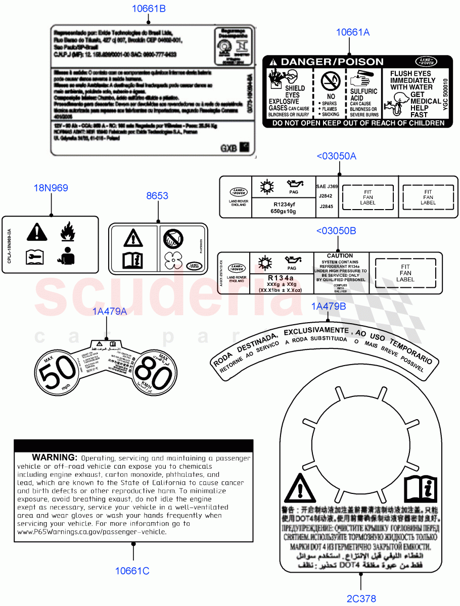 Labels(Warning Decals)(Halewood (UK)) of Land Rover Land Rover Range Rover Evoque (2012-2018) [2.0 Turbo Diesel]