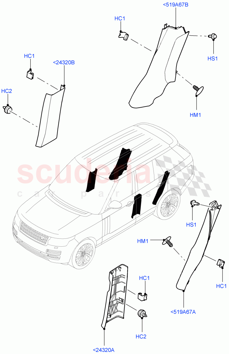 Side Trim(Centre, Front And Rear)(Semi Aniline Leather Perf) of Land Rover Land Rover Range Rover (2012-2021) [3.0 I6 Turbo Diesel AJ20D6]