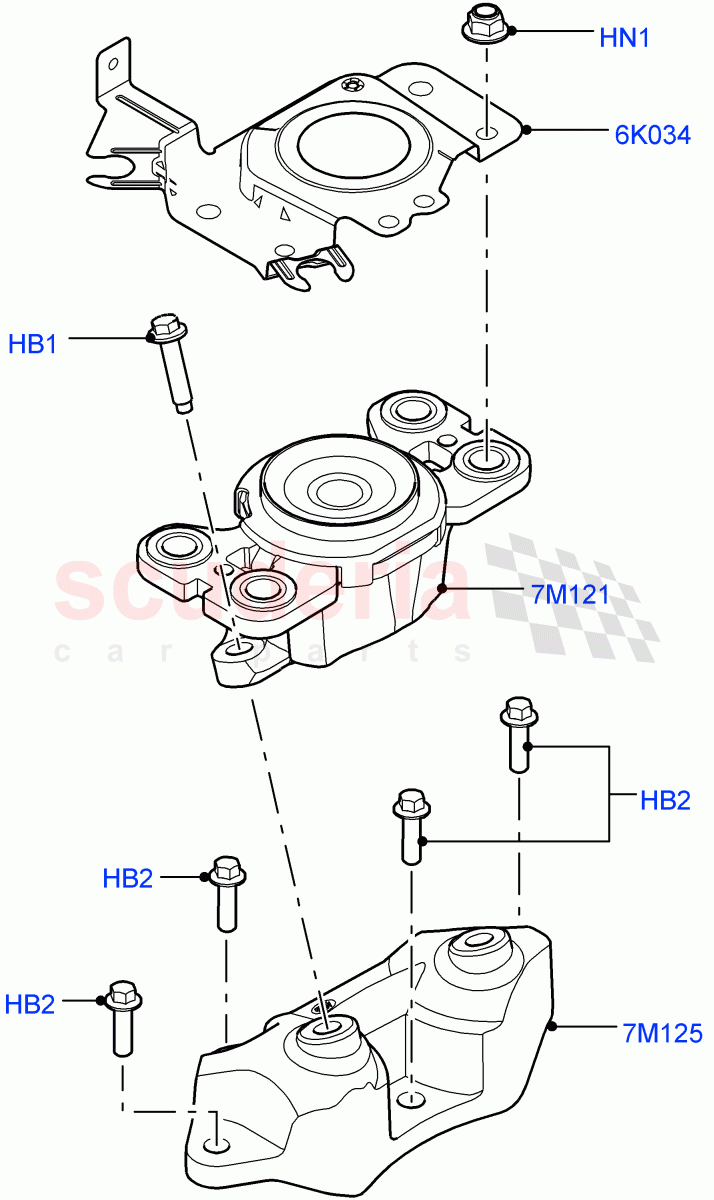 Transmission Mounting(2.0L I4 DSL MID DOHC AJ200,9 Speed Auto AWD,Itatiaia (Brazil),2.0L I4 DSL HIGH DOHC AJ200)((V)FROMGT000001) of Land Rover Land Rover Range Rover Evoque (2012-2018) [2.0 Turbo Petrol AJ200P]