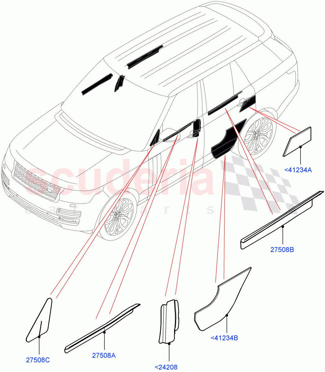 Insulators - Rear(Front And Rear Door)((V)FROMFA212506) of Land Rover Land Rover Range Rover (2012-2021) [3.0 DOHC GDI SC V6 Petrol]