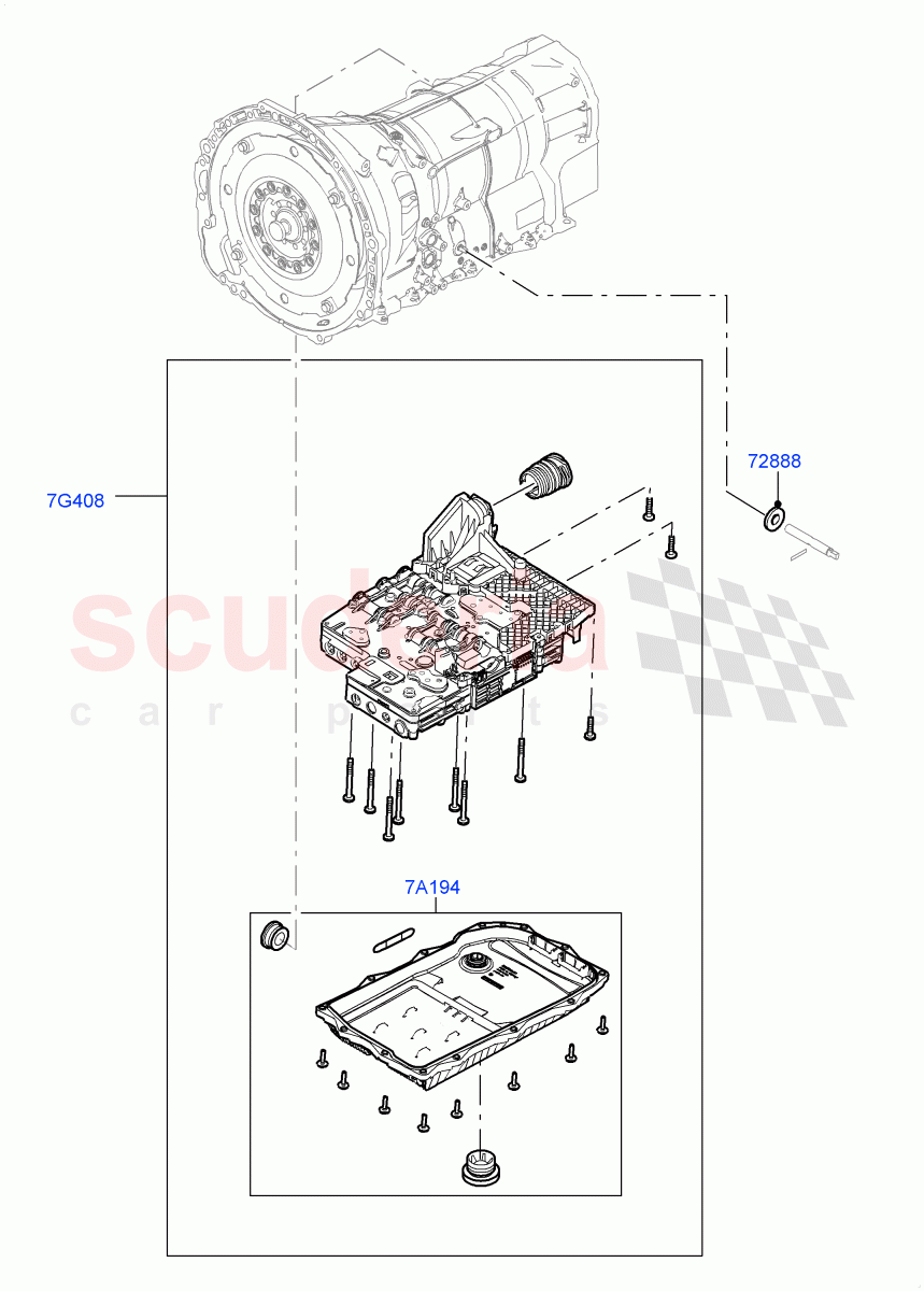 Valve Body - Main Control & Servo's(3.0L DOHC GDI SC V6 PETROL,8 Speed Auto Trans ZF 8HP70 4WD,4.4L DOHC DITC V8 Diesel,3.0 V6 Diesel,3.0 V6 D Gen2 Twin Turbo)((V)FROMBA000001) of Land Rover Land Rover Discovery 4 (2010-2016) [4.0 Petrol V6]