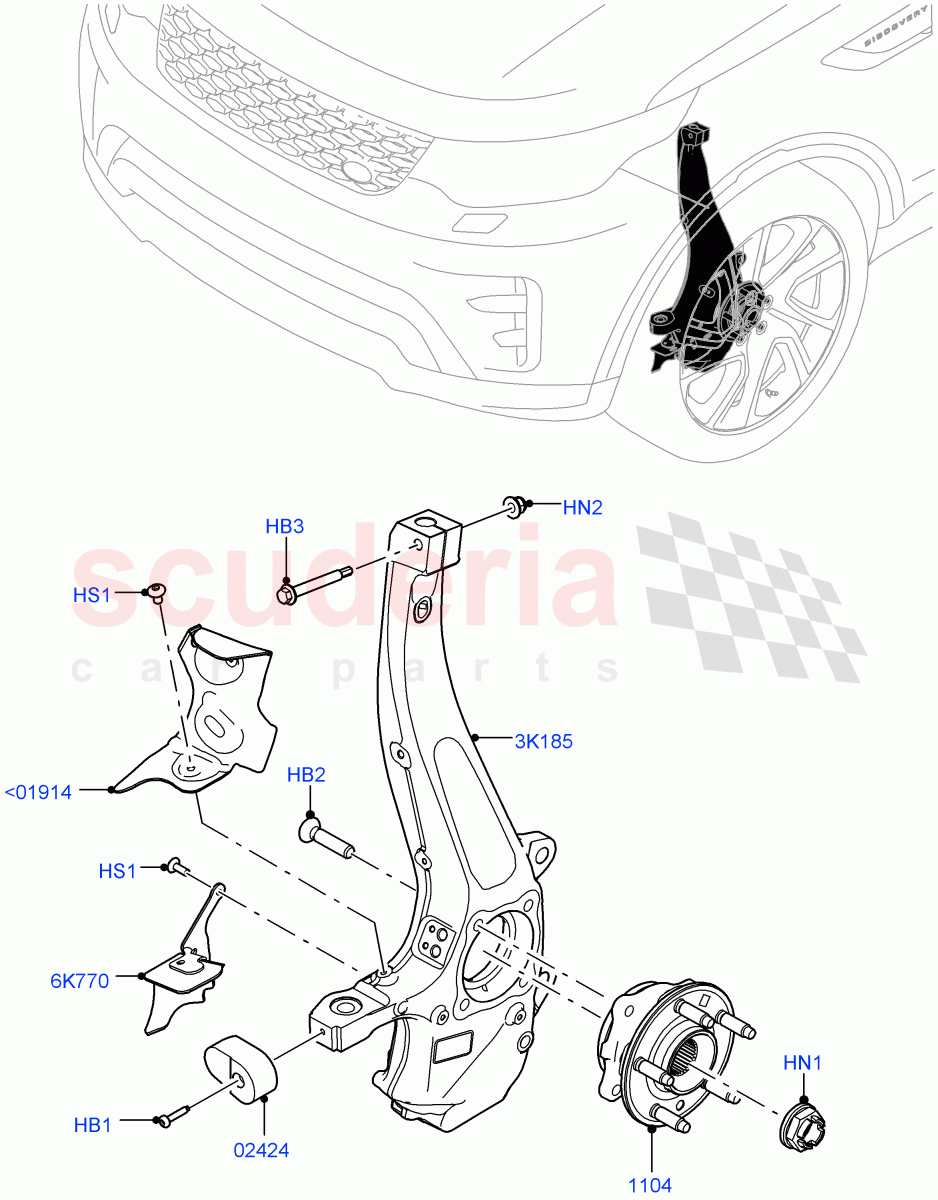 Front Knuckle And Hub(Nitra Plant Build)((V)FROMM2000001) of Land Rover Land Rover Discovery 5 (2017+) [3.0 Diesel 24V DOHC TC]