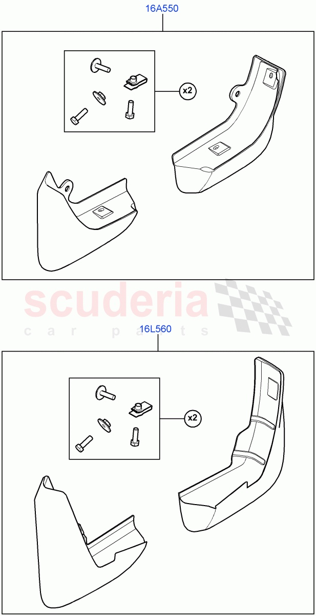 Mudflaps - Front & Rear(Accessory)(Halewood (UK),Itatiaia (Brazil)) of Land Rover Land Rover Discovery Sport (2015+) [2.0 Turbo Petrol AJ200P]