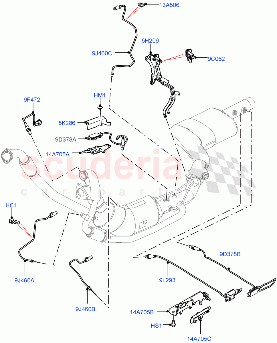 Exhaust Sensors And Modules(3.0 V6 D Gen2 Twin Turbo,EU6D Diesel + DPF Emissions)((V)FROMKA000001) of Land Rover Land Rover Range Rover (2012-2021) [3.0 Diesel 24V DOHC TC]