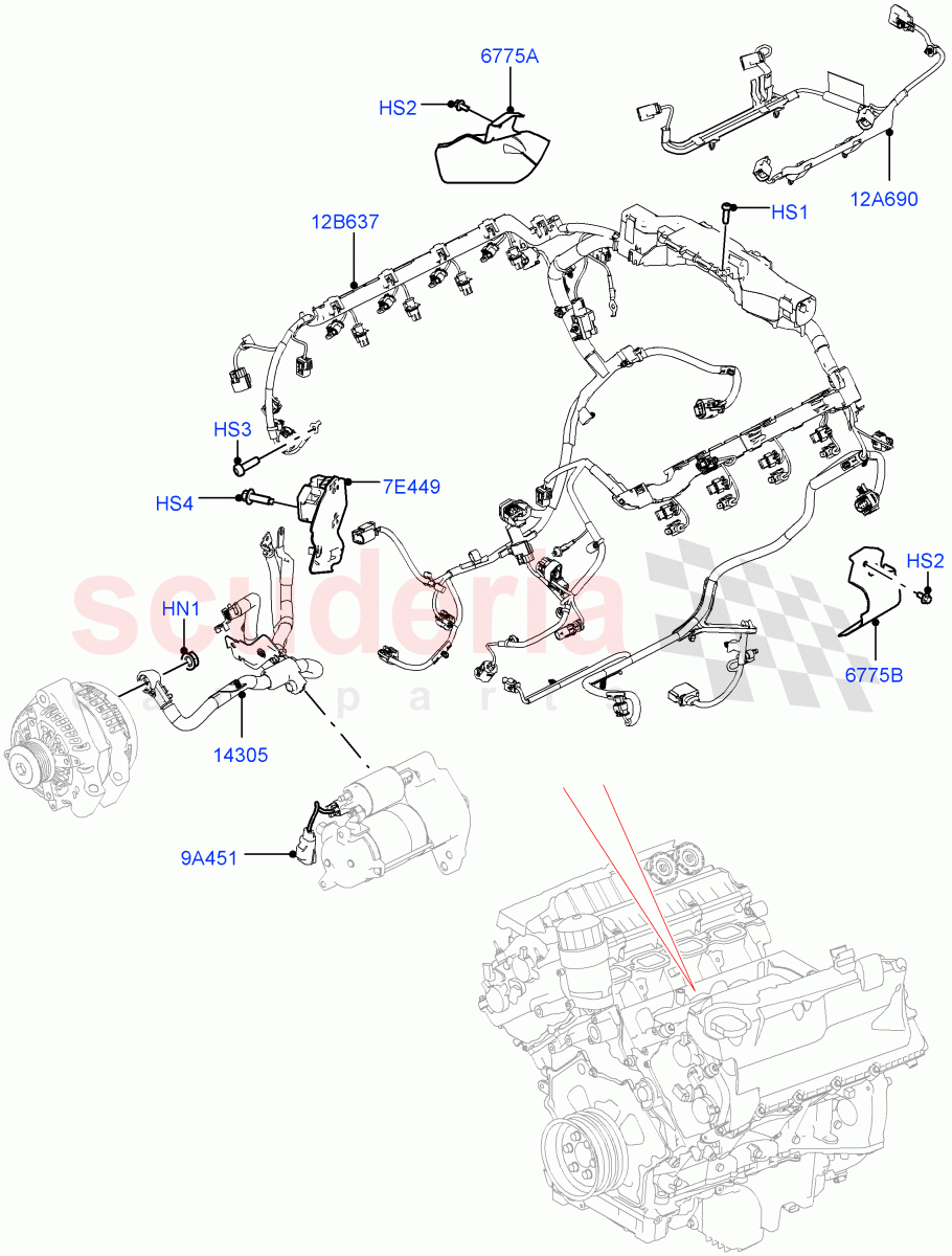 Electrical Wiring - Engine And Dash(Engine)(5.0 Petrol AJ133 DOHC CDA,5.0L P AJ133 DOHC CDA S/C Enhanced)((V)FROMJA000001) of Land Rover Land Rover Range Rover (2012-2021) [4.4 DOHC Diesel V8 DITC]