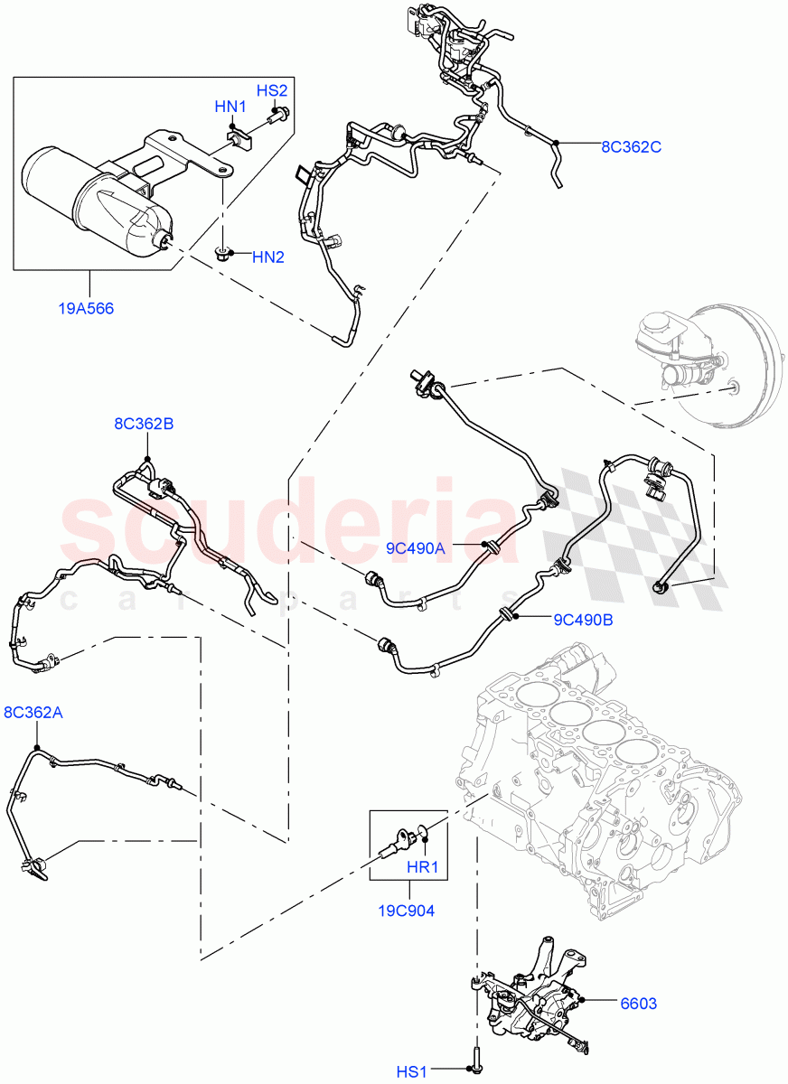 Vacuum Control And Air Injection(2.0L I4 DSL MID DOHC AJ200,Halewood (UK),Starter - Stop/Start System,2.0L I4 DSL HIGH DOHC AJ200) of Land Rover Land Rover Discovery Sport (2015+) [2.0 Turbo Diesel]