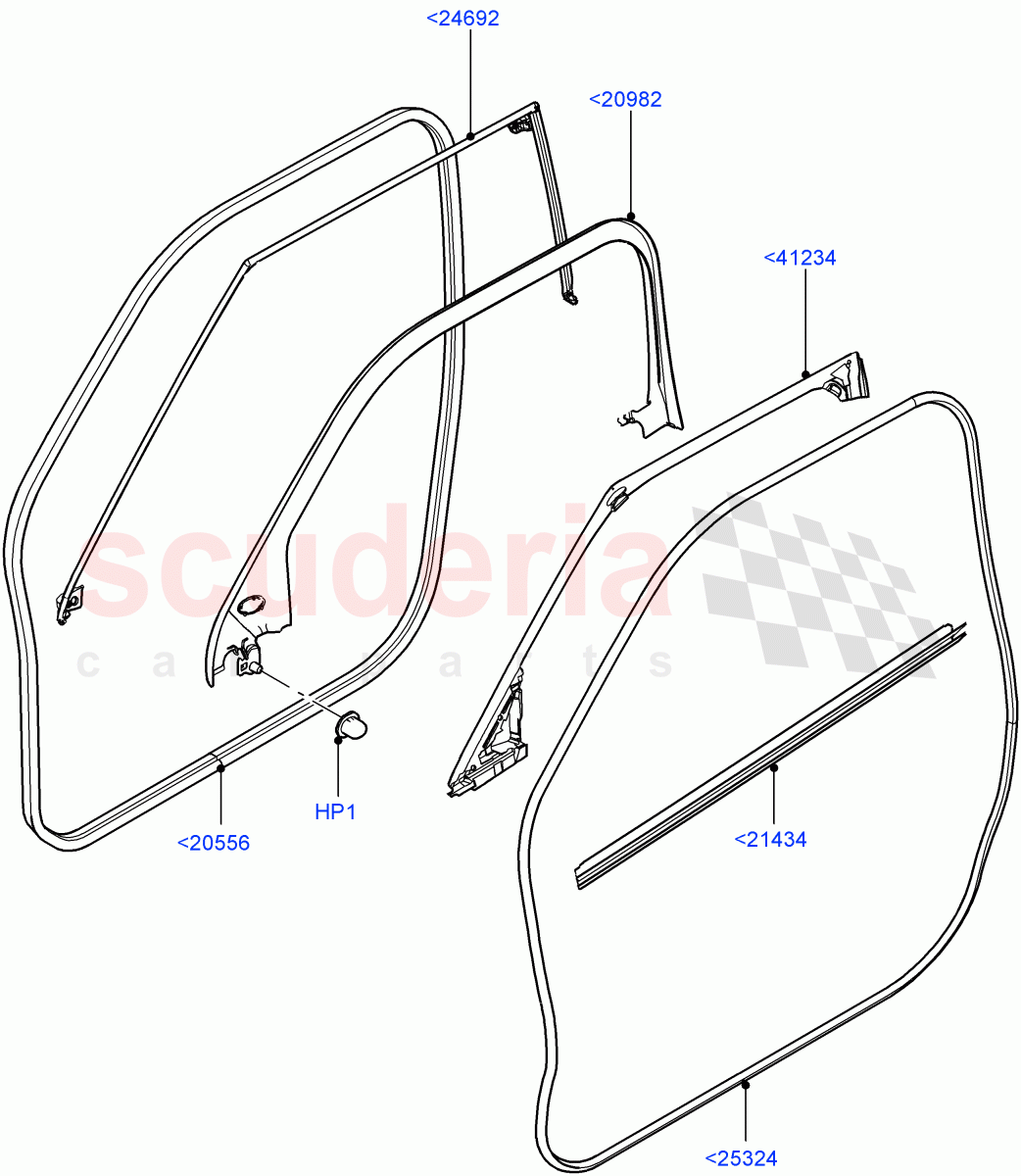 Front Doors, Hinges & Weatherstrips(Weatherstrips And Seals)(5 Door,Itatiaia (Brazil))((V)FROMGT000001) of Land Rover Land Rover Range Rover Evoque (2012-2018) [2.0 Turbo Petrol AJ200P]