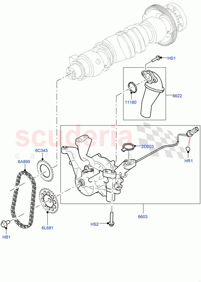 Oil Pump (2.0L I4 Mid DOHC AJ200 Petrol, 2.0L I4 High DOHC AJ200 Petrol, 2.0L AJ200P Hi PHEV) of Land Rover Land Rover Range Rover Velar (2017+) [2.0 Turbo Petrol AJ200P]