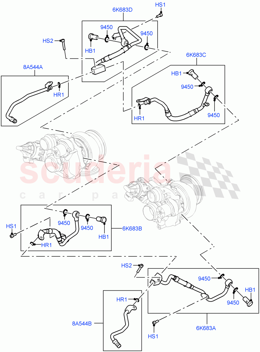 Turbocharger(Cooling)(4.4 V8 Turbo Petrol (NC10)) of Land Rover Land Rover Range Rover (2022+) [4.4 V8 Turbo Petrol NC10]