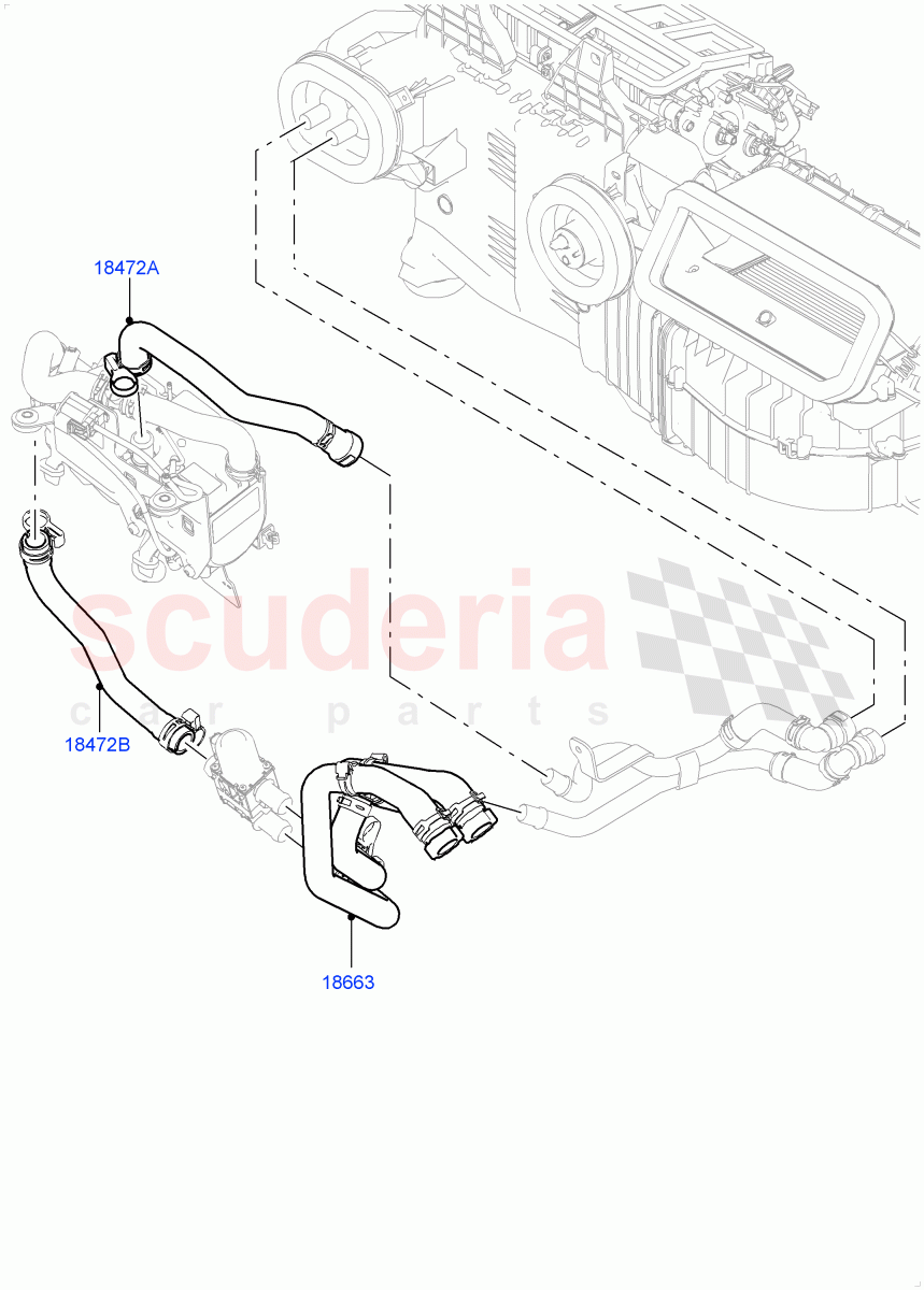 Heater Hoses(Front)(4.4L DOHC DITC V8 Diesel,Park Heating With Remote Control)((V)FROMEA000001,(V)TOHA999999) of Land Rover Land Rover Range Rover Sport (2014+) [3.0 I6 Turbo Diesel AJ20D6]