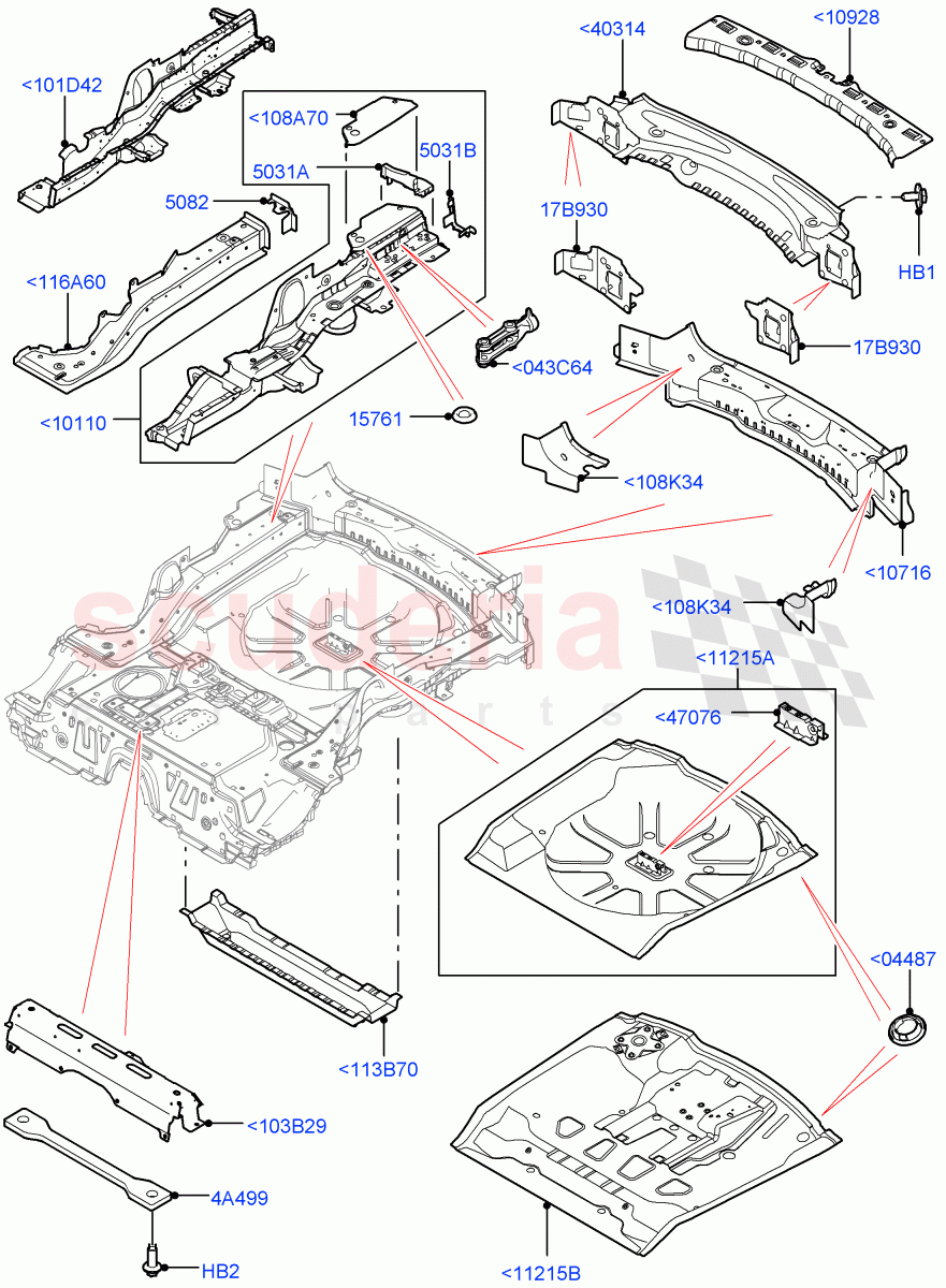 Floor Pan - Centre And Rear(Halewood (UK)) of Land Rover Land Rover Discovery Sport (2015+) [2.0 Turbo Petrol AJ200P]