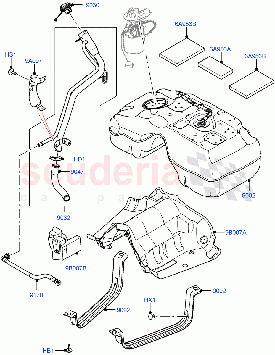 Fuel Tank & Related Parts (1.5L AJ20P3 Petrol High, Changsu (China)) ((V) FROMKG446857) of Land Rover Land Rover Discovery Sport (2015+) [1.5 I3 Turbo Petrol AJ20P3]