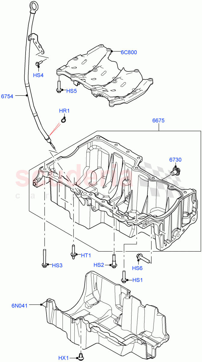 Oil Pan/Oil Level Indicator(2.0L AJ20D4 Diesel Mid PTA,Itatiaia (Brazil))((V)FROMLT000001) of Land Rover Land Rover Discovery Sport (2015+) [2.0 Turbo Diesel]