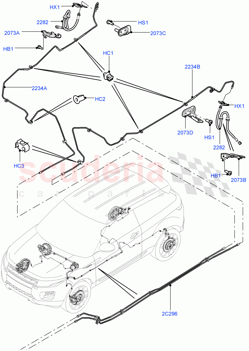 Rear Brake Pipes (Halewood (UK)) of Land Rover Land Rover Range Rover Evoque (2012-2018) [2.2 Single Turbo Diesel]