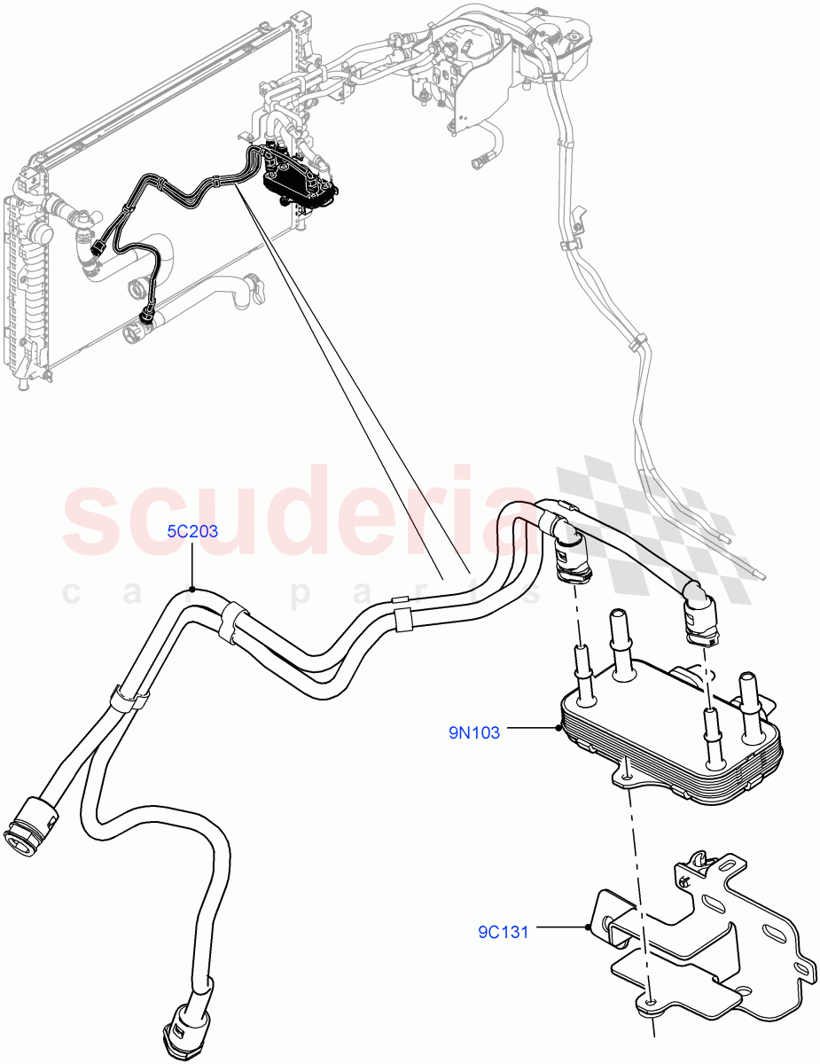 Fuel Cooler Assembly (2.0L I4 DSL MID DOHC AJ200, Halewood (UK), 2.0L I4 DSL HIGH DOHC AJ200) of Land Rover Land Rover Range Rover Evoque (2012-2018) [2.0 Turbo Diesel]