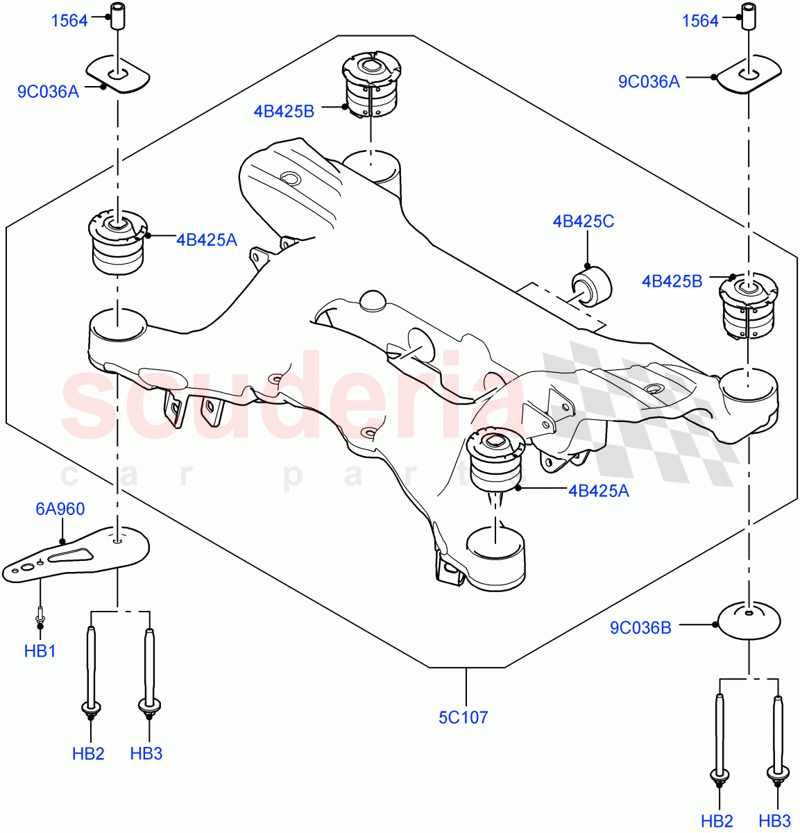 Rear Cross Member & Stabilizer Bar(Nitra Plant Build, Crossmember)((V)FROMK2000001) of Land Rover Land Rover Discovery 5 (2017+) [2.0 Turbo Diesel]