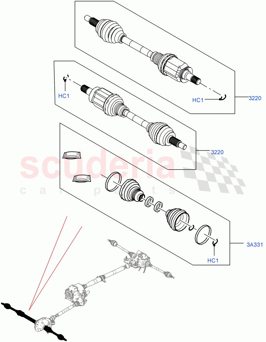 Drive Shaft - Front Axle Drive (Driveshaft, Nitra Plant Build) ((V) FROMM2000001) of Land Rover Land Rover Discovery 5 (2017+) [3.0 DOHC GDI SC V6 Petrol]