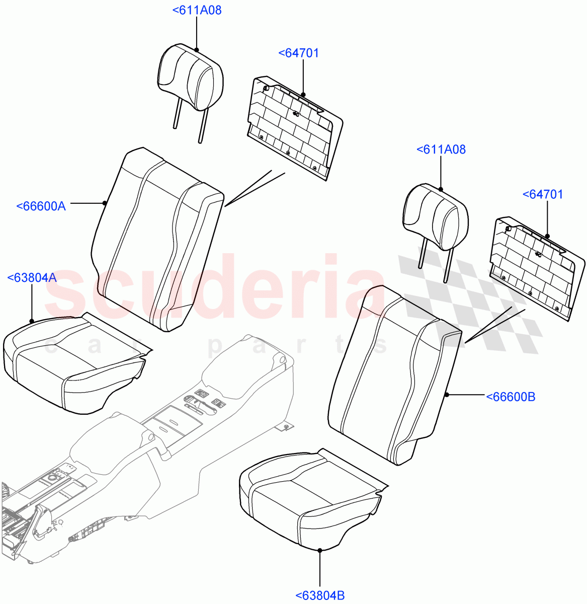 Rear Seat Covers(Semi Aniline Leathr Pinestripe Perf,With 40/40 Split Individual Rr Seat) of Land Rover Land Rover Range Rover (2012-2021) [3.0 Diesel 24V DOHC TC]