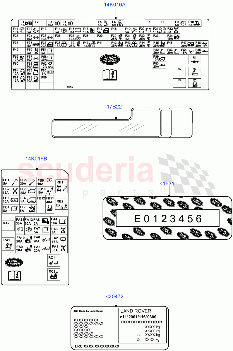 Labels(Information)(Itatiaia (Brazil))((V)FROMGT000001) of Land Rover Land Rover Range Rover Evoque (2012-2018) [2.2 Single Turbo Diesel]