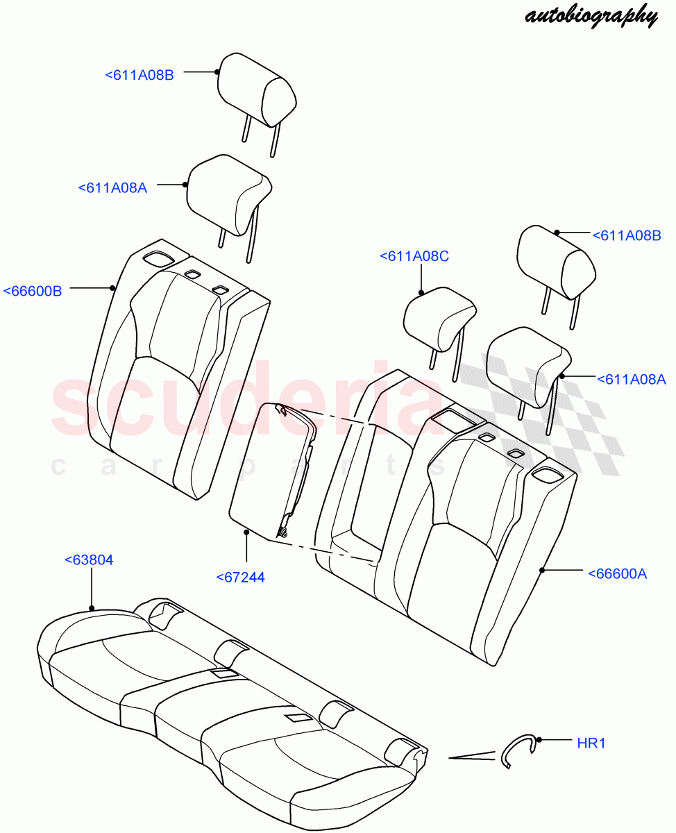 Rear Seat Covers(Halewood (UK),With 60/40 Split - Folding Rr Seat,Autobiography Pack)((V)FROMGH000001) of Land Rover Land Rover Range Rover Evoque (2012-2018) [2.0 Turbo Diesel]