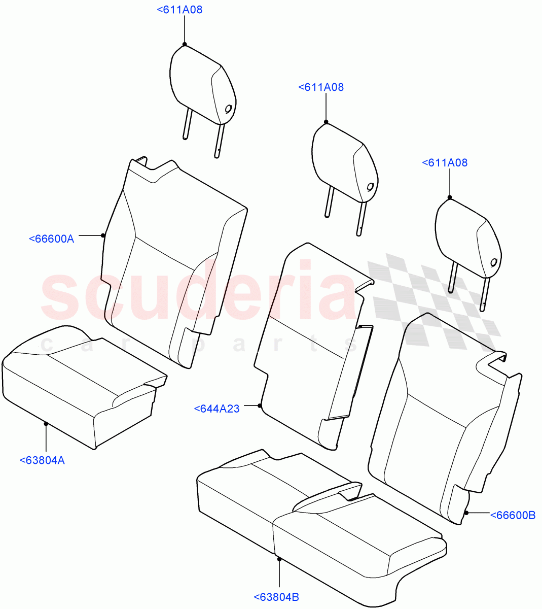 Rear Seat Covers(Nitra Plant Build)(Teleto Twill Technical Textile,60/40 Load Through With Slide)((V)FROMM2000001) of Land Rover Land Rover Discovery 5 (2017+) [3.0 I6 Turbo Petrol AJ20P6]