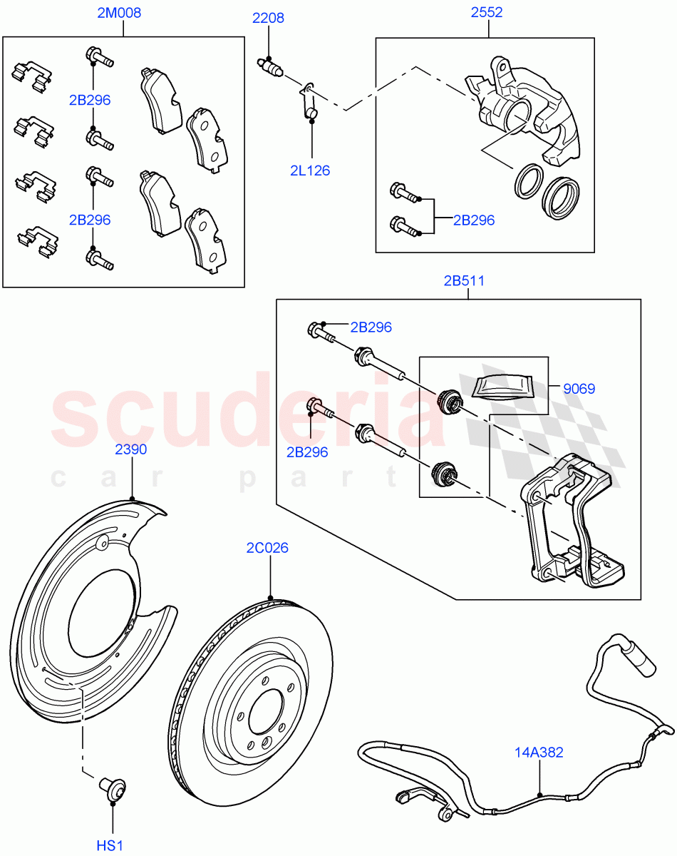 Rear Brake Discs And Calipers(Autobiography Black / SV Autobiography)(Limited Package,Brake Calipers - Red,Brake Calipers - Bespoke,Less Version Package,Brake Calipers - Black)((V)FROMGA000001) of Land Rover Land Rover Range Rover (2012-2021) [2.0 Turbo Petrol GTDI]