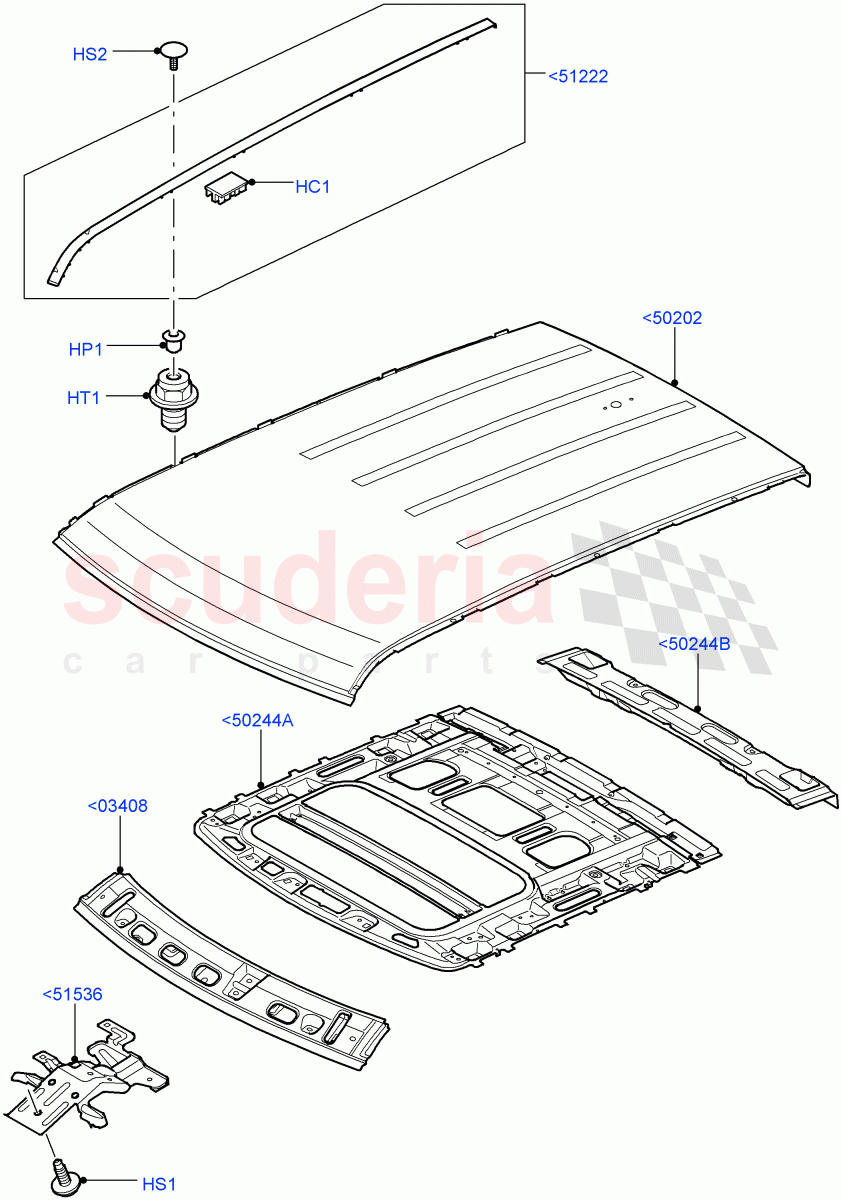 Roof - Sheet Metal(Less Sun Roof)((V)TO9A999999) of Land Rover Land Rover Range Rover Sport (2005-2009) [4.2 Petrol V8 Supercharged]