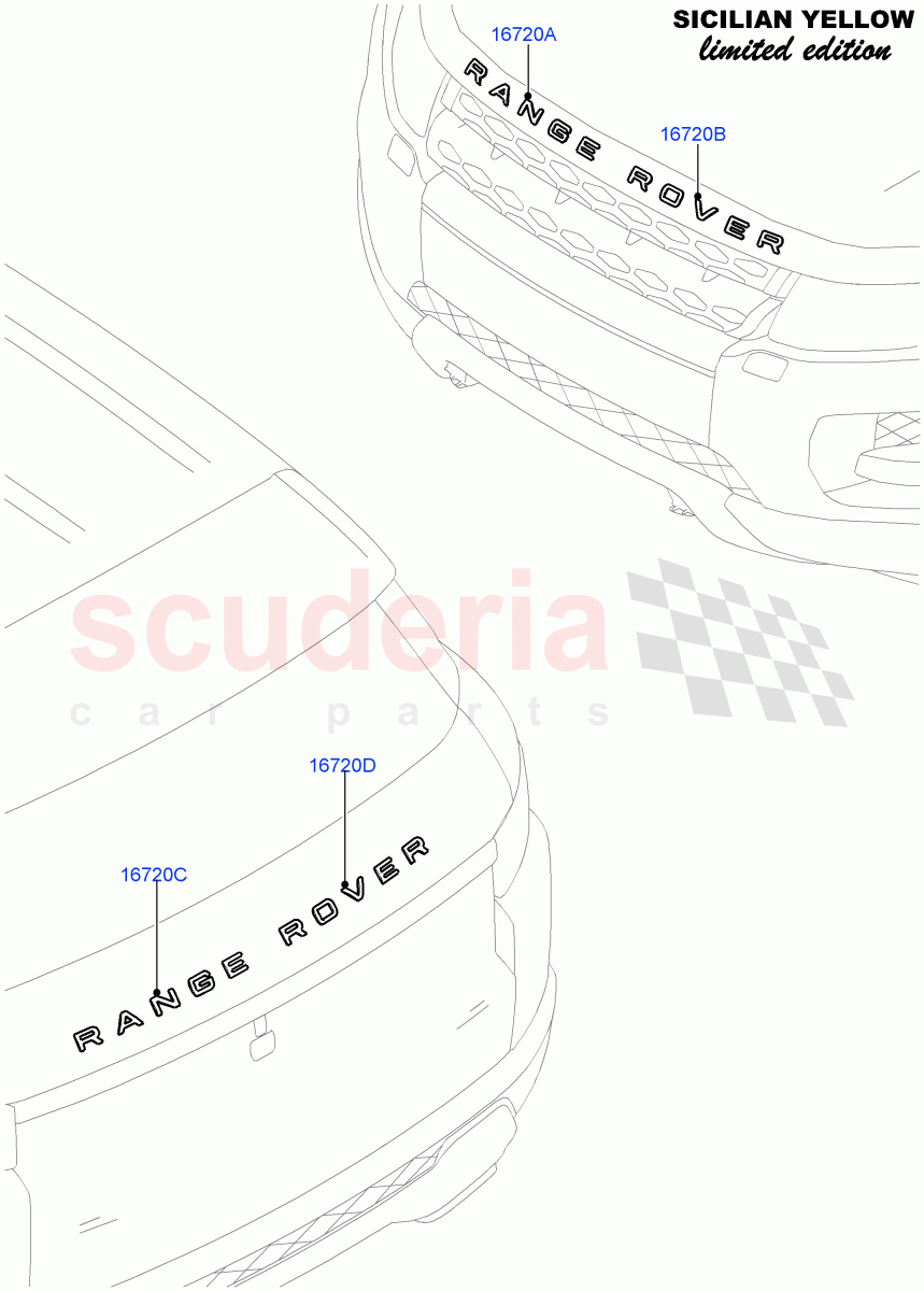 Name Plates(Sicilian Yellow Limited Edition,Halewood (UK))((V)FROMDH000001) of Land Rover Land Rover Range Rover Evoque (2012-2018) [2.2 Single Turbo Diesel]