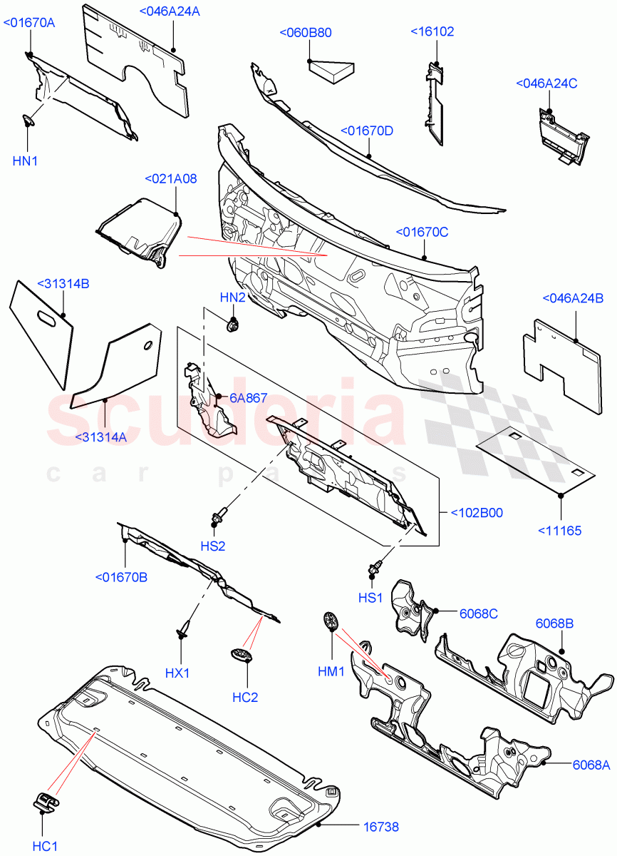 Insulators - Front(Engine Compartment)(Halewood (UK))((V)FROMLH000001) of Land Rover Land Rover Discovery Sport (2015+) [2.0 Turbo Diesel AJ21D4]