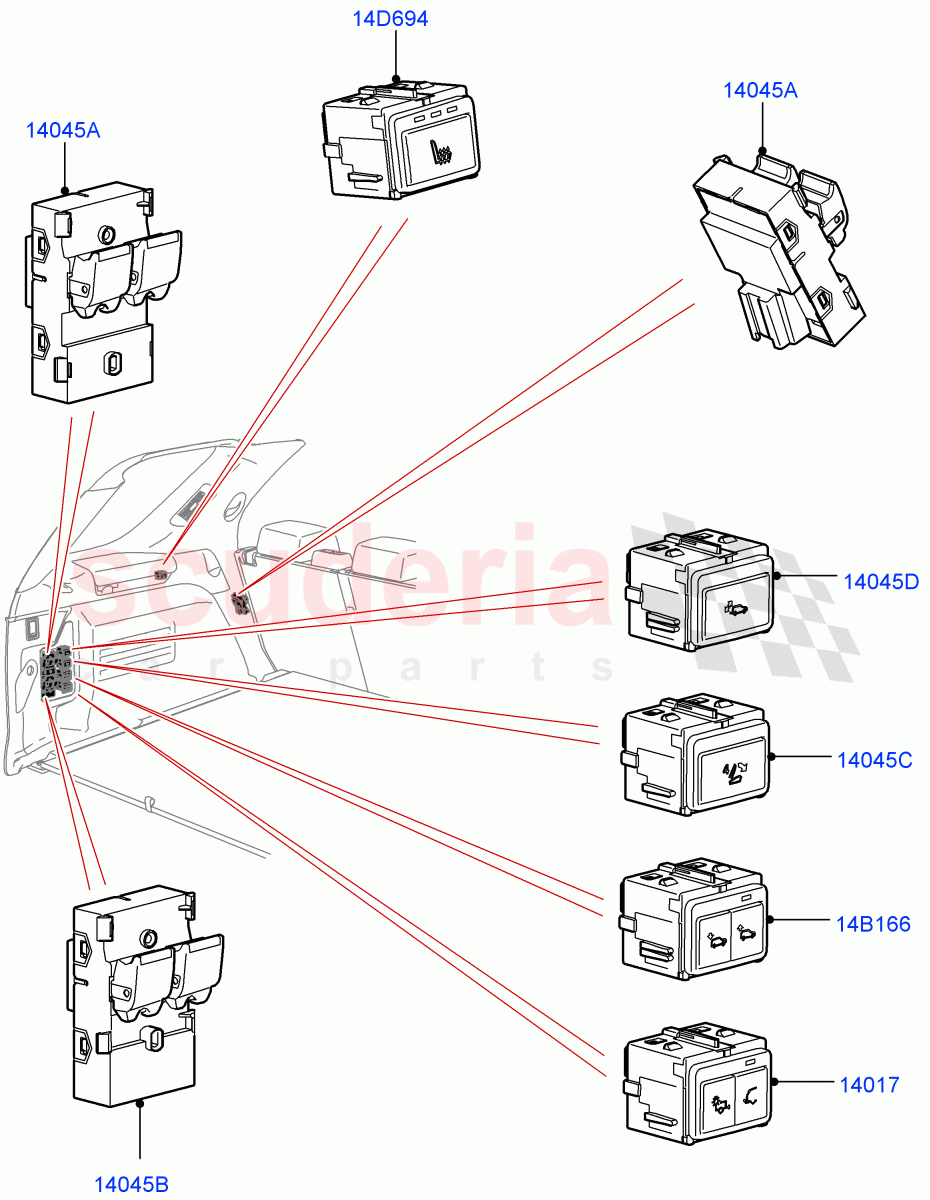 Switches(Luggage Compartment, Nitra Plant Build)((V)FROMK2000001) of Land Rover Land Rover Discovery 5 (2017+) [2.0 Turbo Diesel]