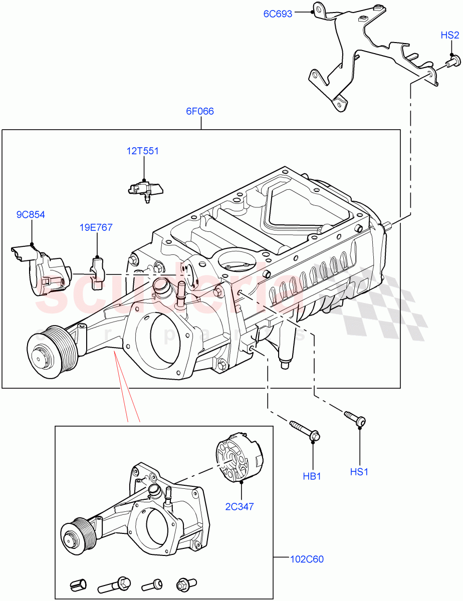 Supercharger(Nitra Plant Build)(5.0 Petrol AJ133 DOHC CDA)((V)FROMM2000001) of Land Rover Land Rover Defender (2020+) [5.0 OHC SGDI SC V8 Petrol]