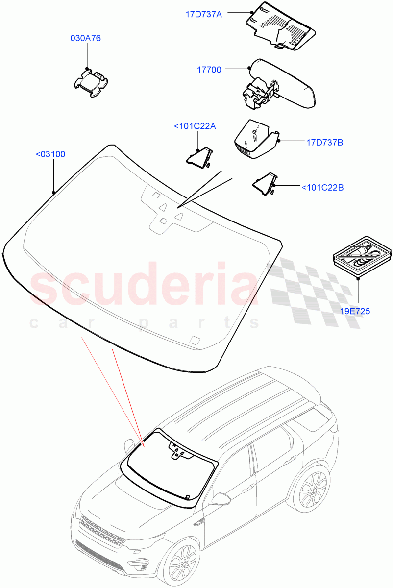 Windscreen/Inside Rear View Mirror(Halewood (UK)) of Land Rover Land Rover Discovery Sport (2015+) [1.5 I3 Turbo Petrol AJ20P3]