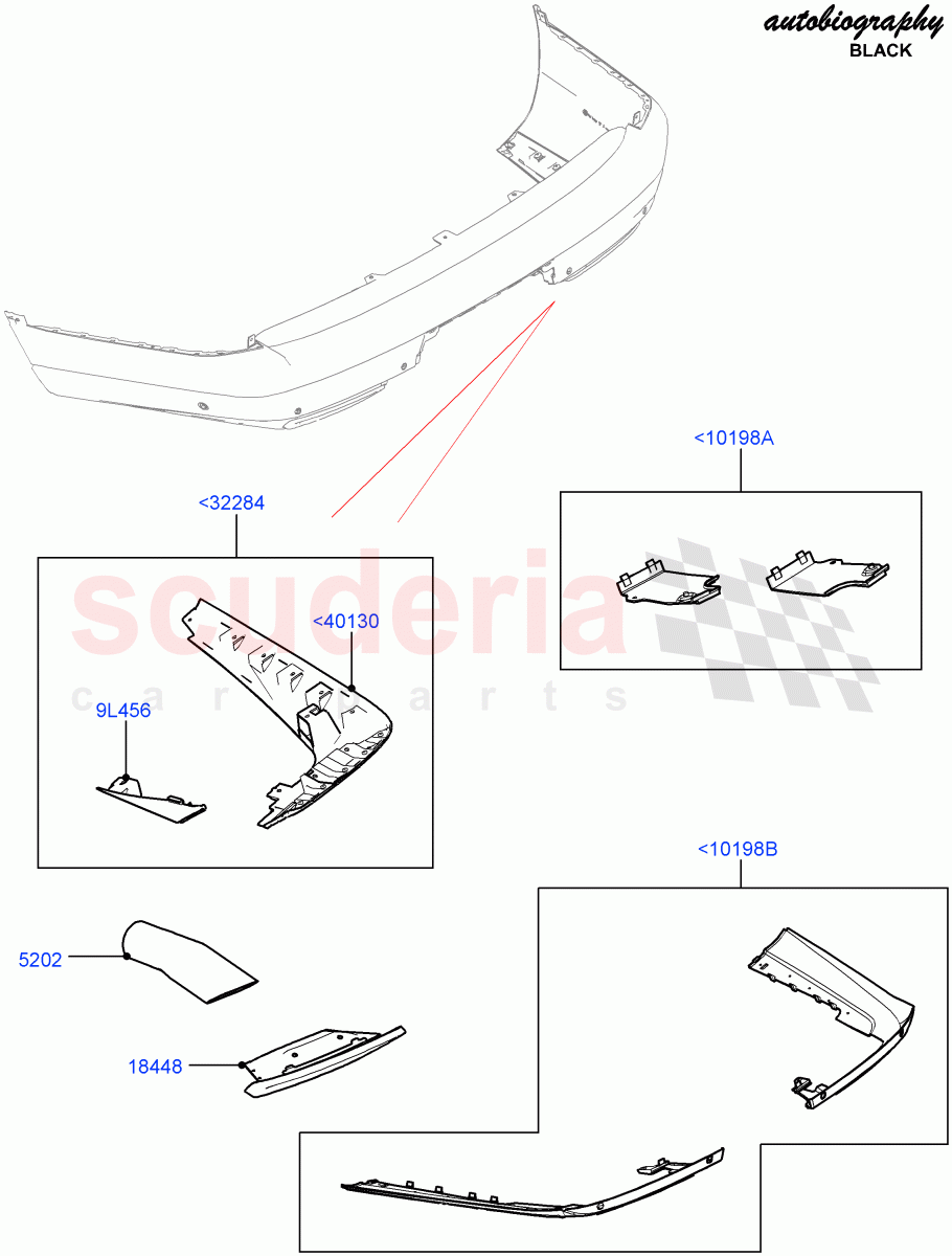 Rear Bumper(Autobiography Black / SV Autobiography)(Bumper - SVA Body Color/Atlas/Atlas,Front Bumper - Graphite Atlas)((V)FROMJA000001) of Land Rover Land Rover Range Rover (2012-2021) [5.0 OHC SGDI SC V8 Petrol]