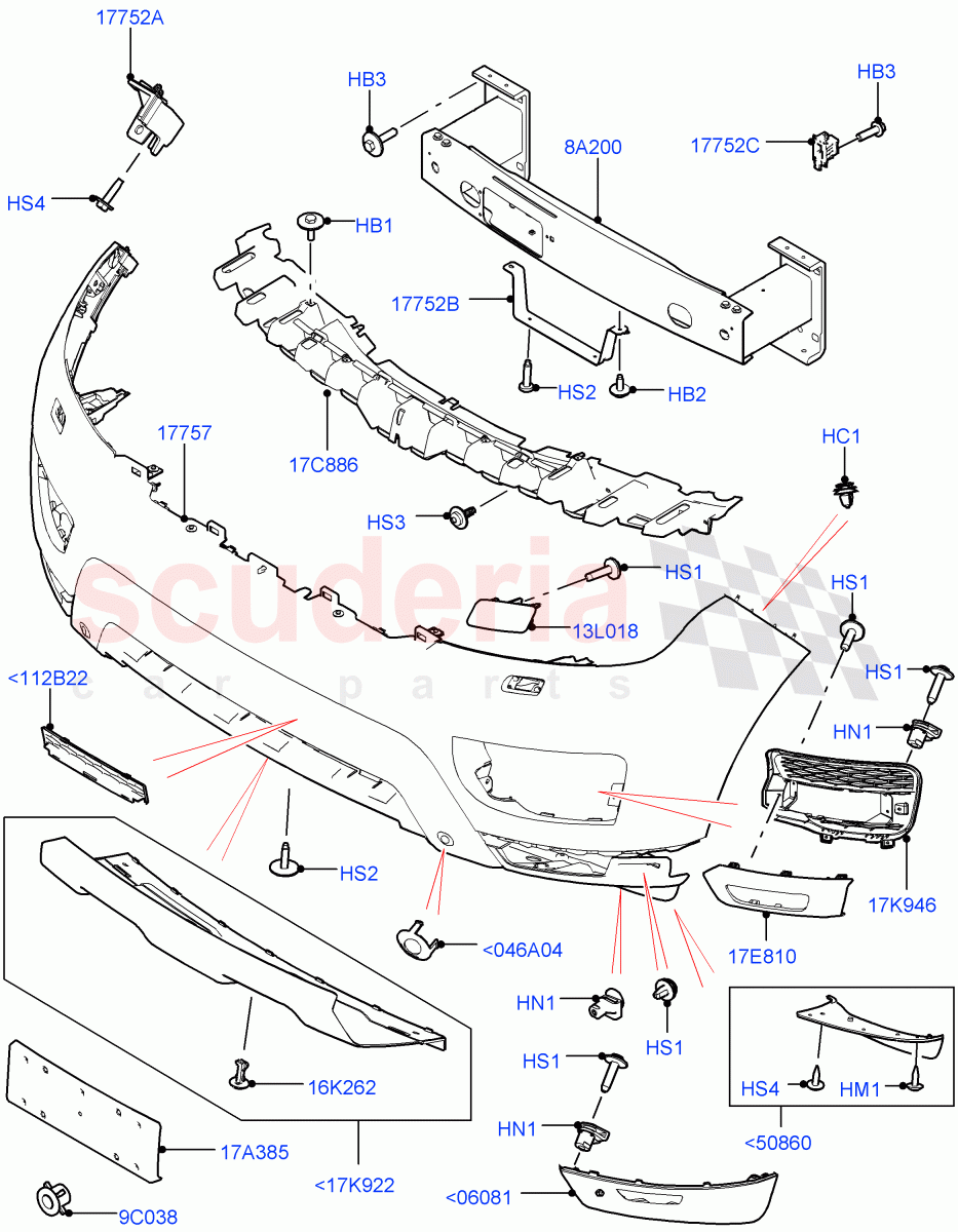 Radiator Grille And Front Bumper((V)TOHA999999) of Land Rover Land Rover Range Rover Sport (2014+) [3.0 Diesel 24V DOHC TC]