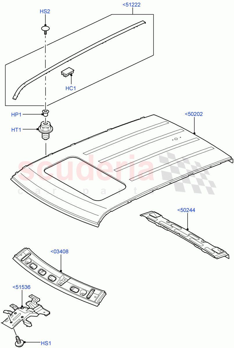 Roof - Sheet Metal(Power Tilt/Slide Sun Roof)((V)TO9A999999) of Land Rover Land Rover Range Rover Sport (2005-2009) [4.2 Petrol V8 Supercharged]