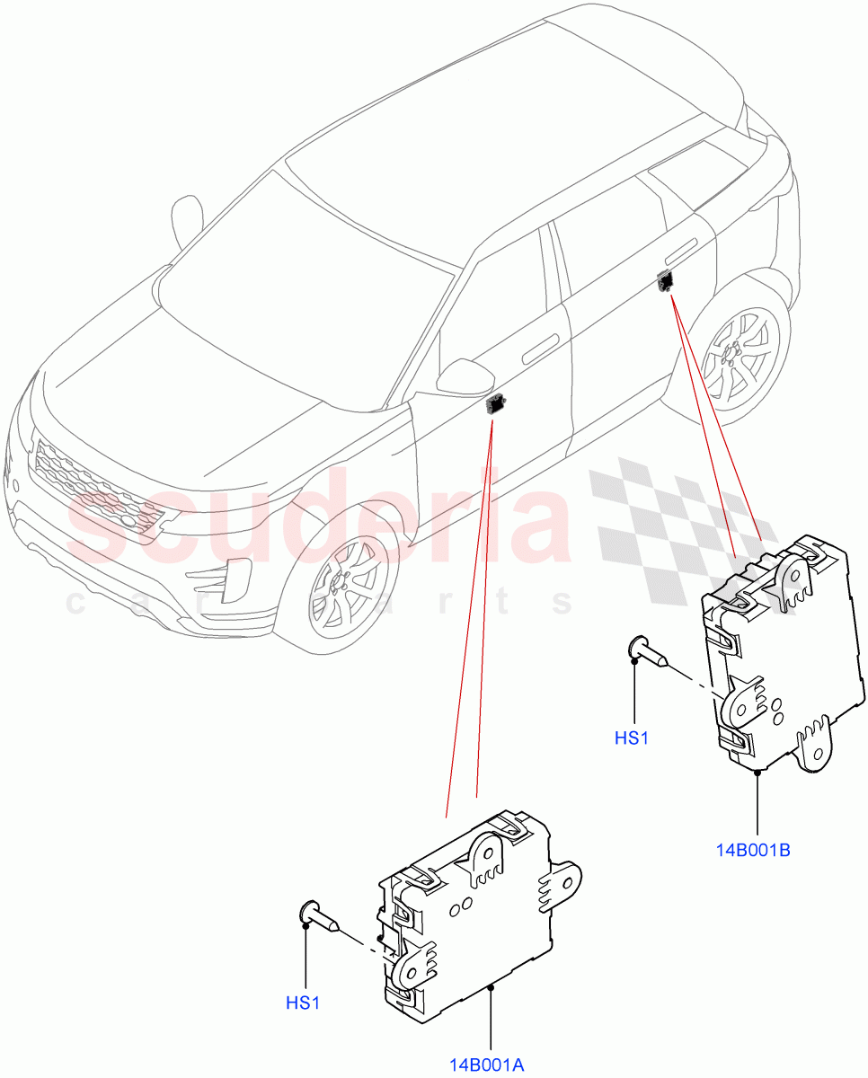 Vehicle Modules And Sensors(Door)(Halewood (UK)) of Land Rover Land Rover Range Rover Evoque (2019+) [2.0 Turbo Petrol AJ200P]