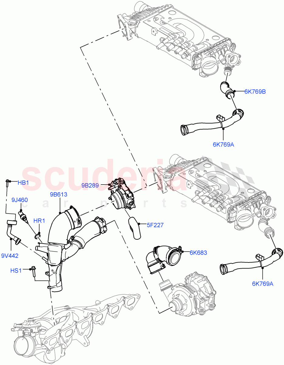 Intercooler/Air Ducts And Hoses(Air Ducts And Hoses)(3.0L AJ20P6 Petrol High)((V)FROMKA000001) of Land Rover Land Rover Range Rover (2012-2021) [3.0 I6 Turbo Petrol AJ20P6]