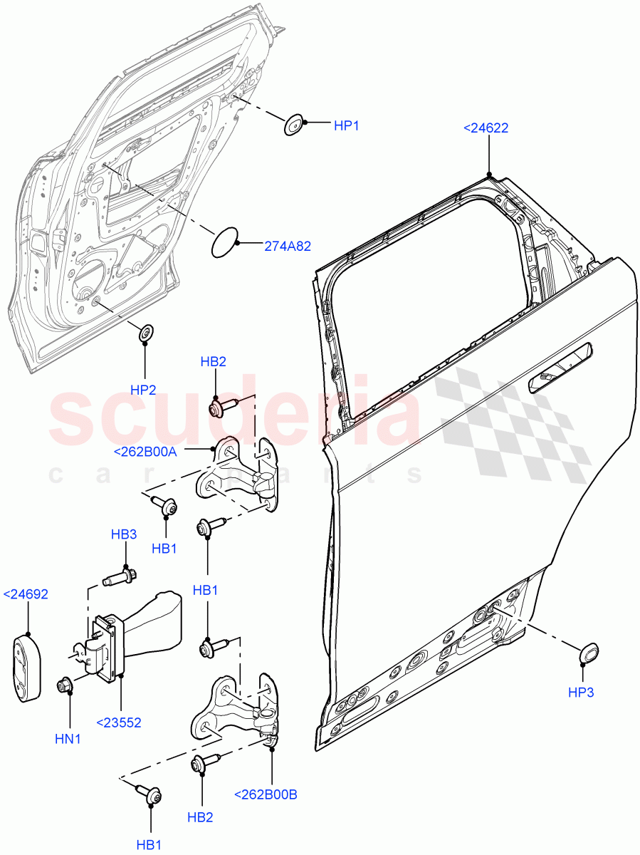 Rear Doors, Hinges & Weatherstrips (Door And Fixings) of Land Rover Land Rover Range Rover Velar (2017+) [3.0 I6 Turbo Petrol AJ20P6]