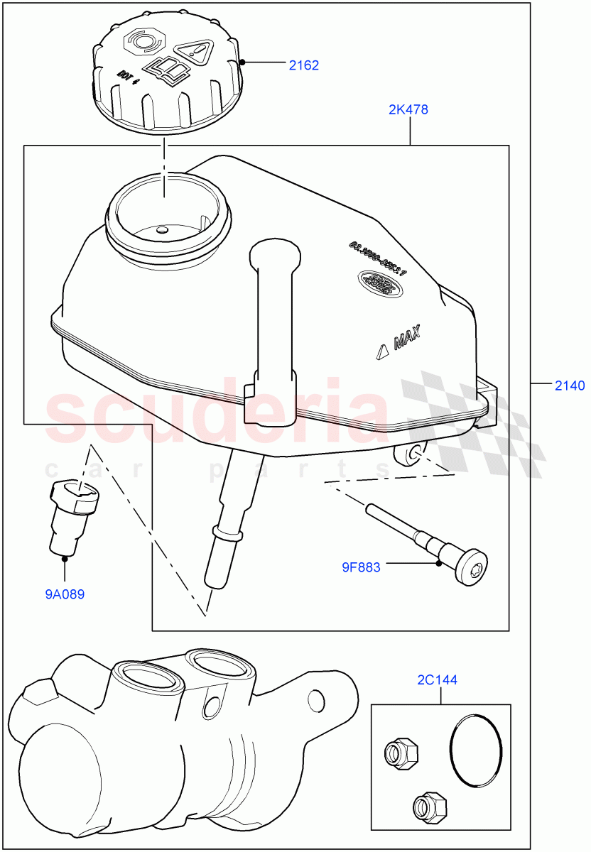 Master Cylinder - Brake System(Halewood (UK))((V)TOKH999999) of Land Rover Land Rover Discovery Sport (2015+) [2.2 Single Turbo Diesel]