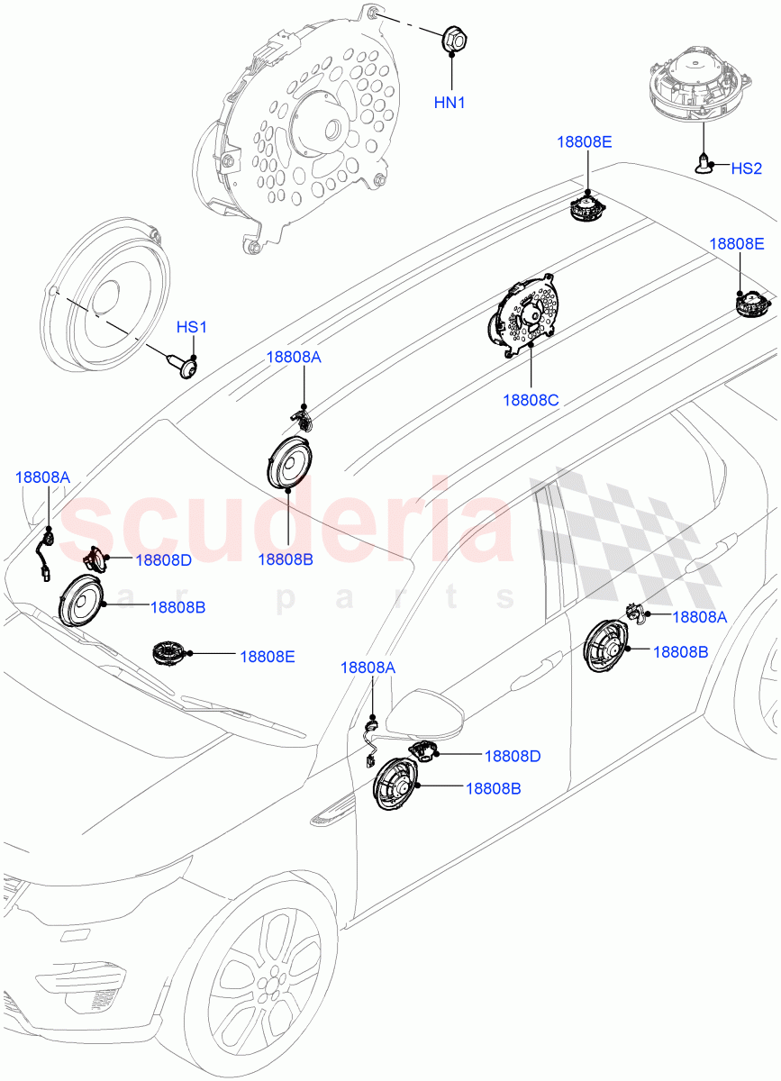 Speakers(Itatiaia (Brazil),Premium Audio 1280 W)((V)FROMGT000001) of Land Rover Land Rover Discovery Sport (2015+) [1.5 I3 Turbo Petrol AJ20P3]