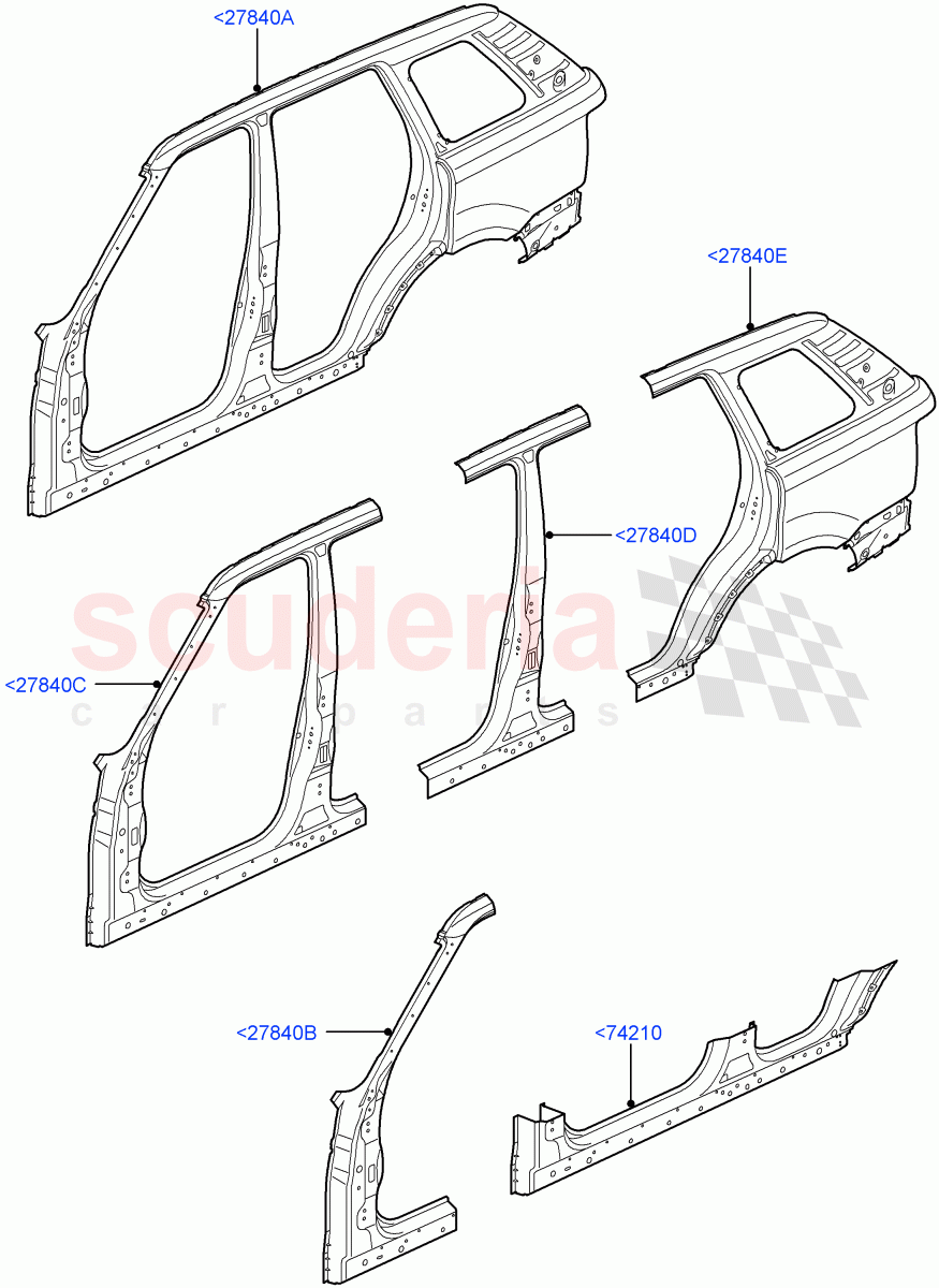 Side Panels - Outer(Cut Panels)((V)TO9A999999) of Land Rover Land Rover Range Rover Sport (2005-2009) [4.2 Petrol V8 Supercharged]