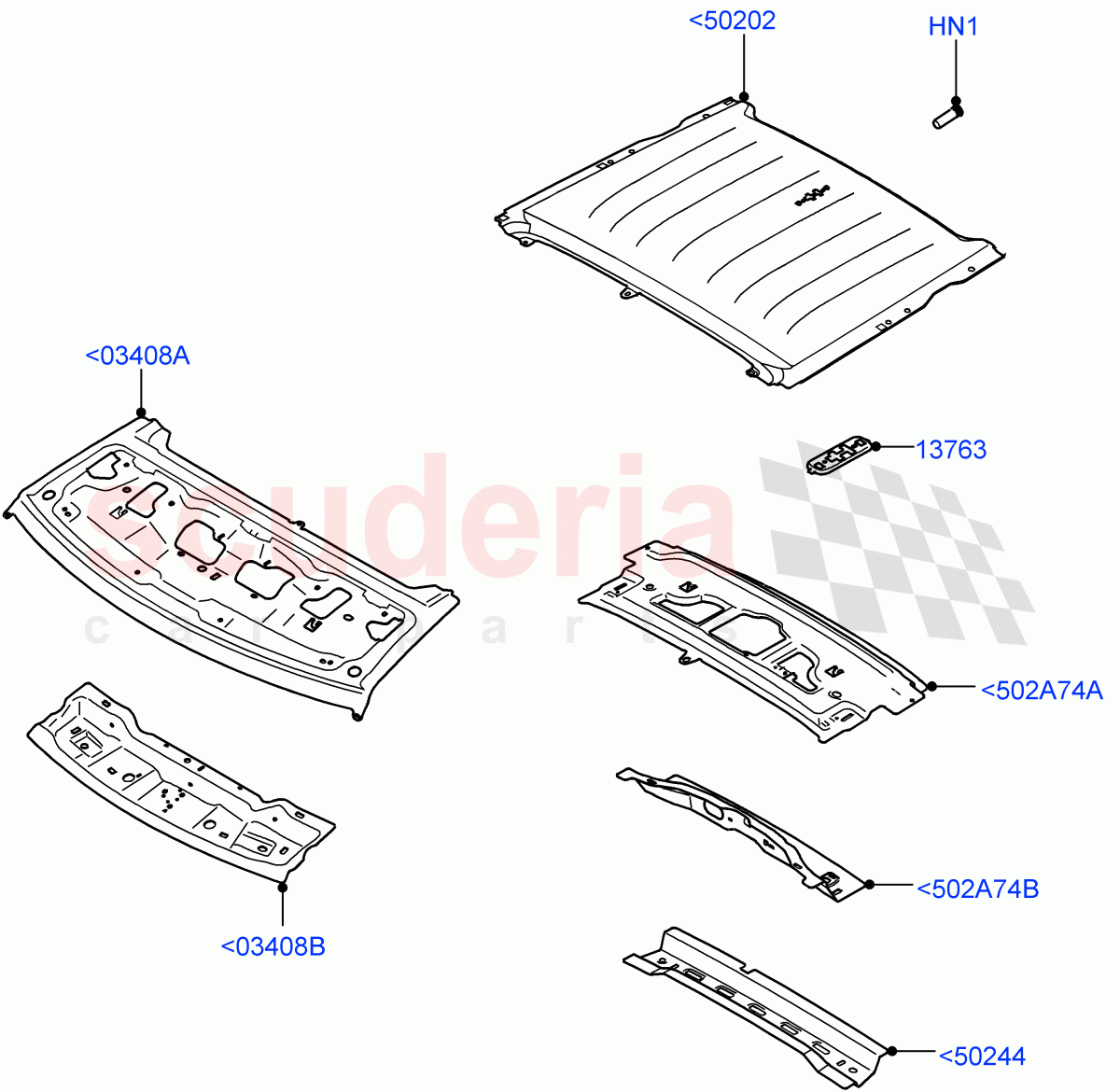 Roof - Sheet Metal (Roof Conv-Power Open Front/Rear Pan, Roof - Canvas Folding, Roof Conv-Front And Rear Panoramic, With Roof Conversion-Panorama Power) of Land Rover Land Rover Defender (2020+) [3.0 I6 Turbo Diesel AJ20D6]