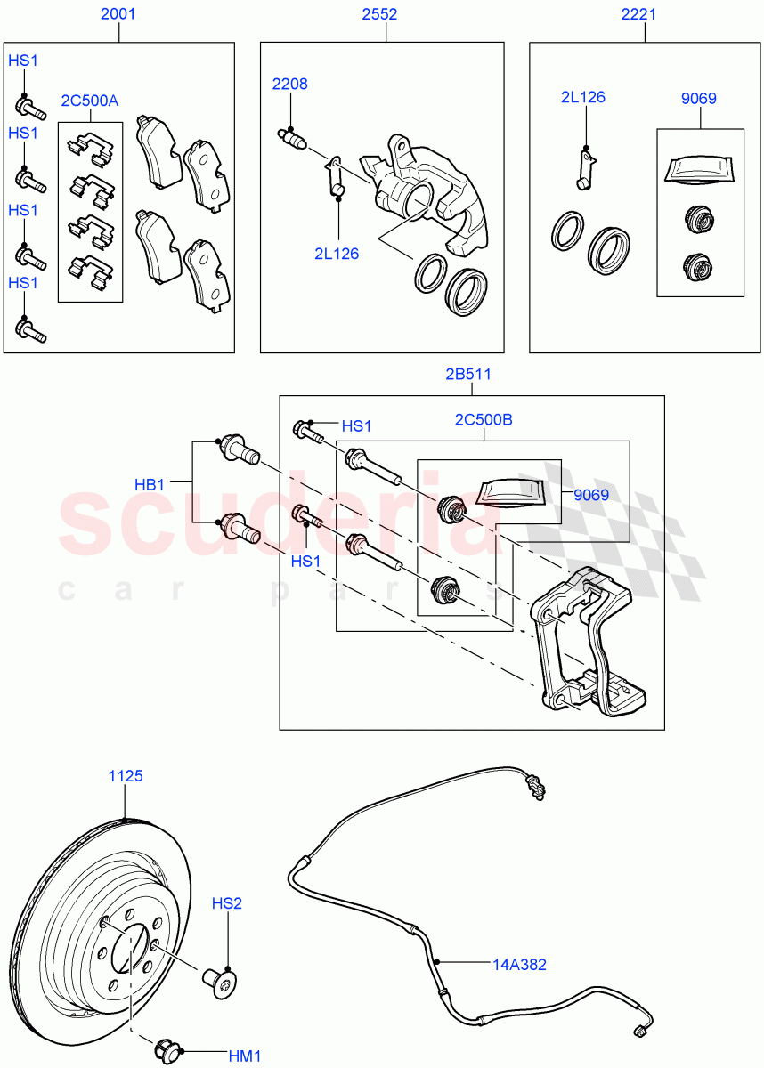 Rear Brake Discs And Calipers(5.0L OHC SGDI SC V8 Petrol - AJ133)((V)FROMAA000001) of Land Rover Land Rover Range Rover Sport (2010-2013) [3.6 V8 32V DOHC EFI Diesel]